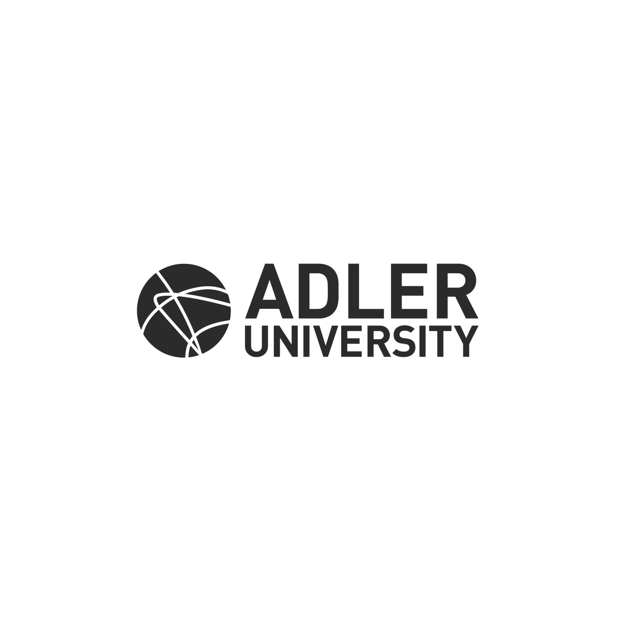 Logo of Adler University featuring a stylized globe design to the left of the text ADLER UNIVERSITY in bold, uppercase letters, symbolizing a global commitment to education.