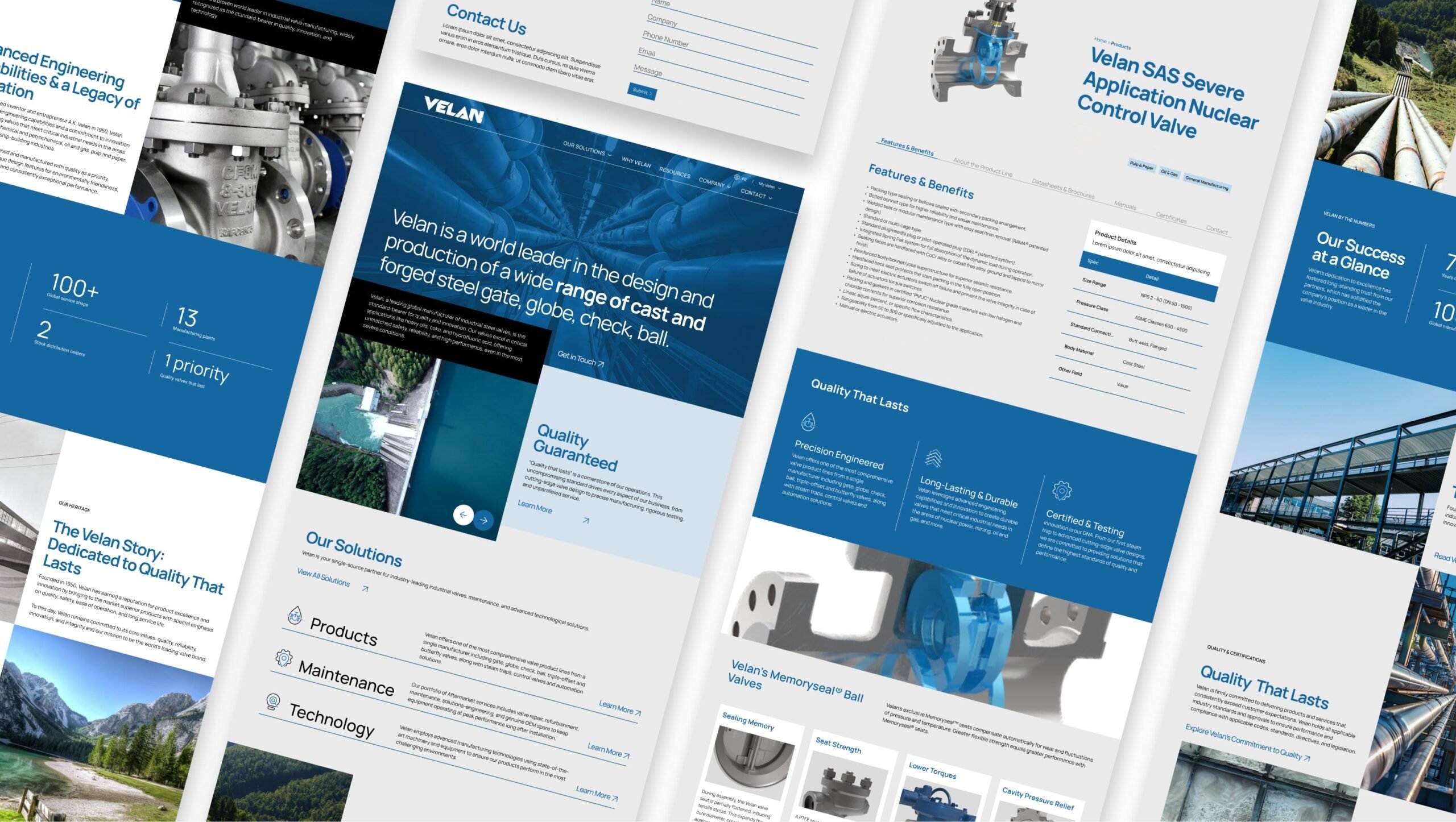website design examples for a large valve manufacturing website.