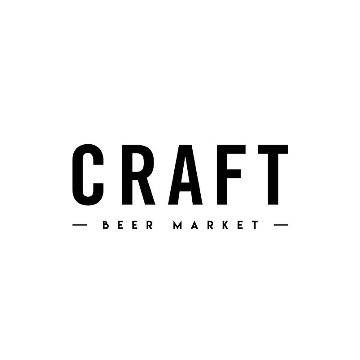 The image features the words CRAFT BEER MARKET in bold, black, uppercase letters on a light grey background—perfect for an entertainment venue. CRAFT is prominently displayed above BEER MARKET, which is flanked by horizontal lines.