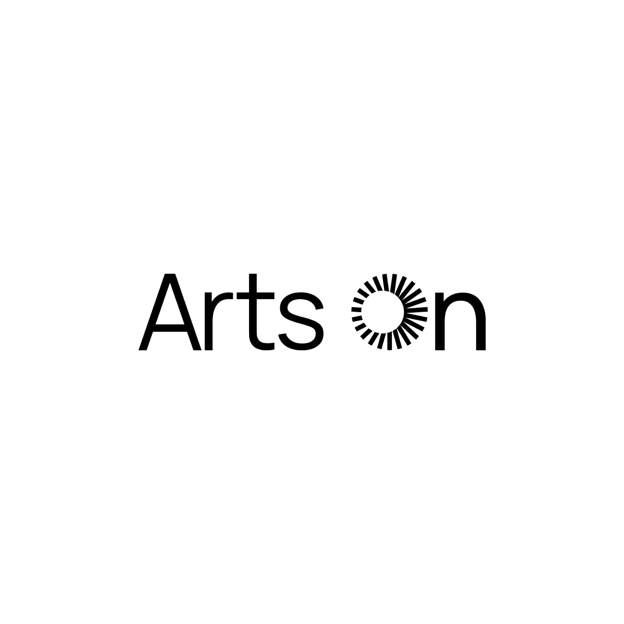 The word Artson in black text on a light gray background, with the letter o replaced by a circular shape made of radiating black lines, resembling a sunburst or loading symbol.